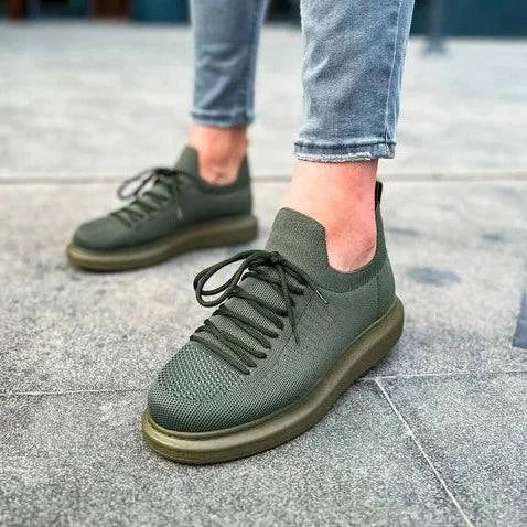 Low Top Knitted Casual Men's Sneakers by Apollo Moda | Torino Emerald Allure