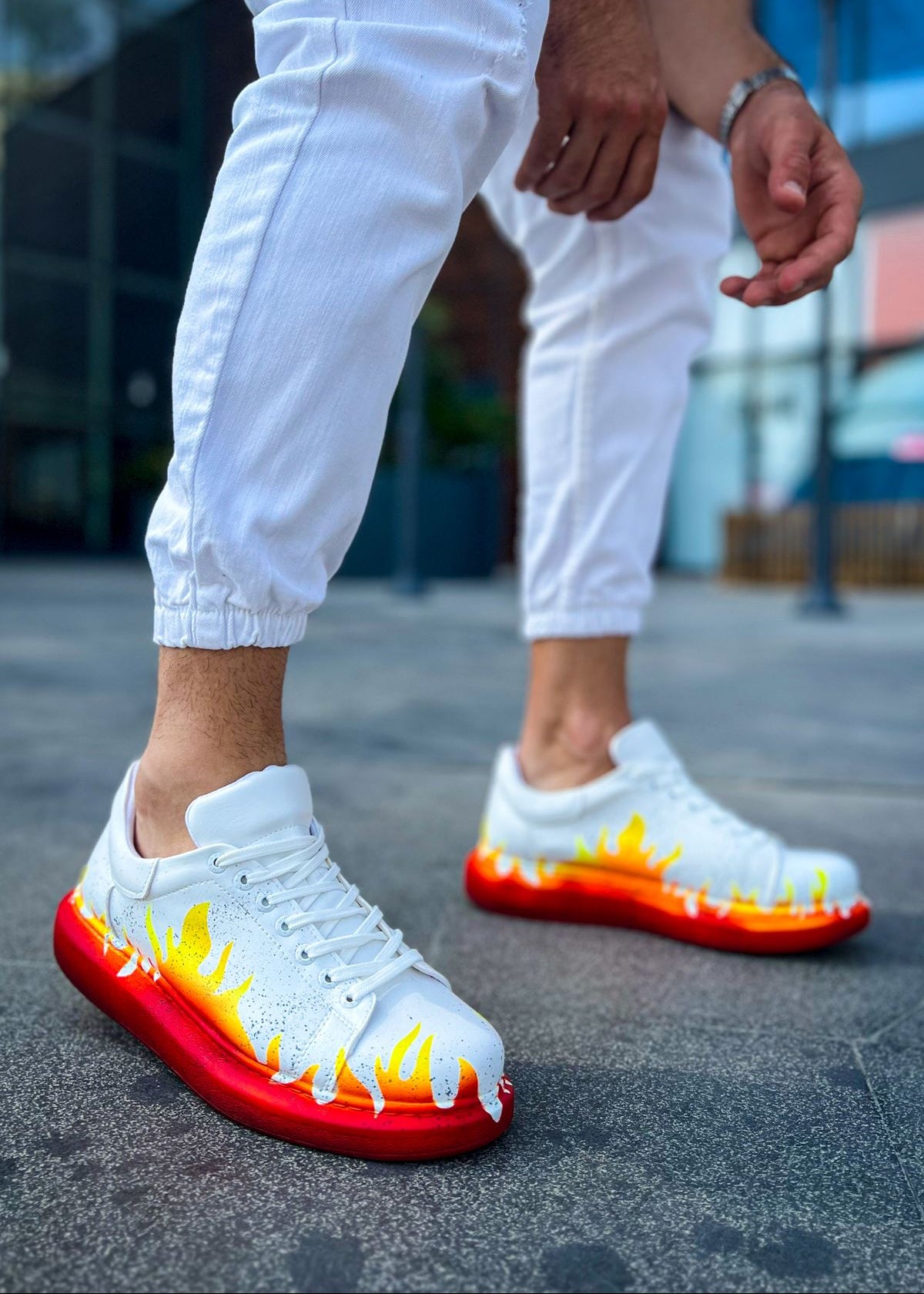 Hand-Painted Customized Sneakers for Women by Apollo Moda | Kinetic VibeI Fusion Pulse