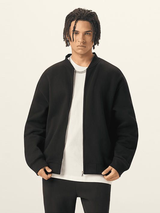 Veste de baseball zippée en polaire noire Apollo