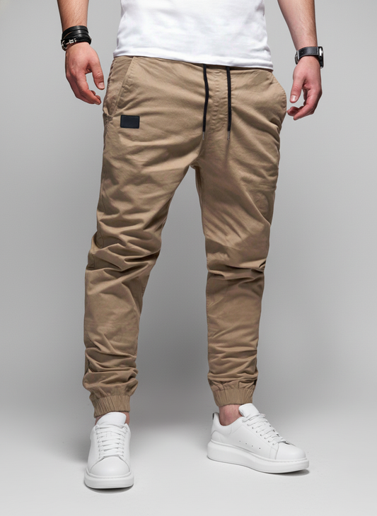 Pantalon carotte à taille avec cordon de serrage pour homme