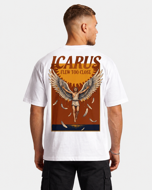 Camiseta gráfica oversize Ícaro Voló Demasiado Cerca