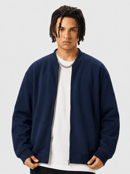Chaqueta de béisbol con cremallera de forro polar azul marino Apollo