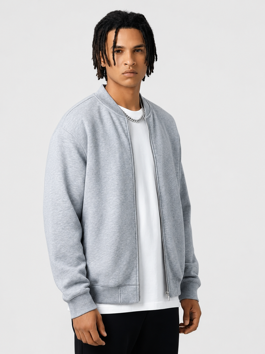 Chaqueta de béisbol con cremallera de forro polar gris Apollo