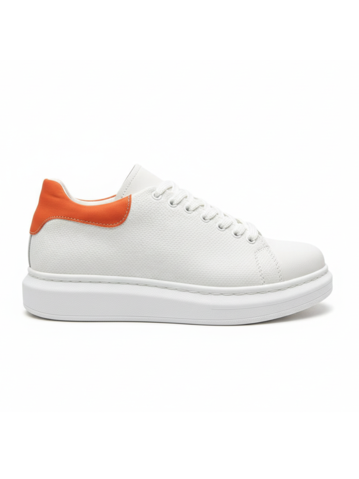 Platform Chunky Mens White Leather Casual Dress Sneakers with