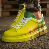 Hand-Painted Customized Sneakers for Men by Apollo Moda | Genova "FREE" Yellow/Green