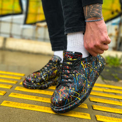 Hand-Painted Customized Sneakers for Men by Apollo Moda | Stardust Horizon