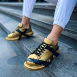 Hand-Painted Customized Sneakers for Women by Apollo Moda | Genova Gold & Black