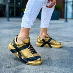 Hand-Painted Customized Sneakers for Women by Apollo Moda | Genova Gold & Black
