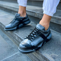 Hand-Painted Customized Sneakers for Men by Apollo Moda | Lisbon Grey & Black