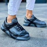 Hand-Painted Customized Sneakers for Men by Apollo Moda | Lisbon Grey & Black