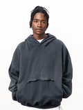 Sudadera con capucha desgastada y diseño de bolsillo invertido (440 g/m²) 