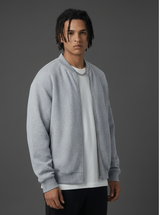 Veste de baseball zippée en polaire grise Apollo