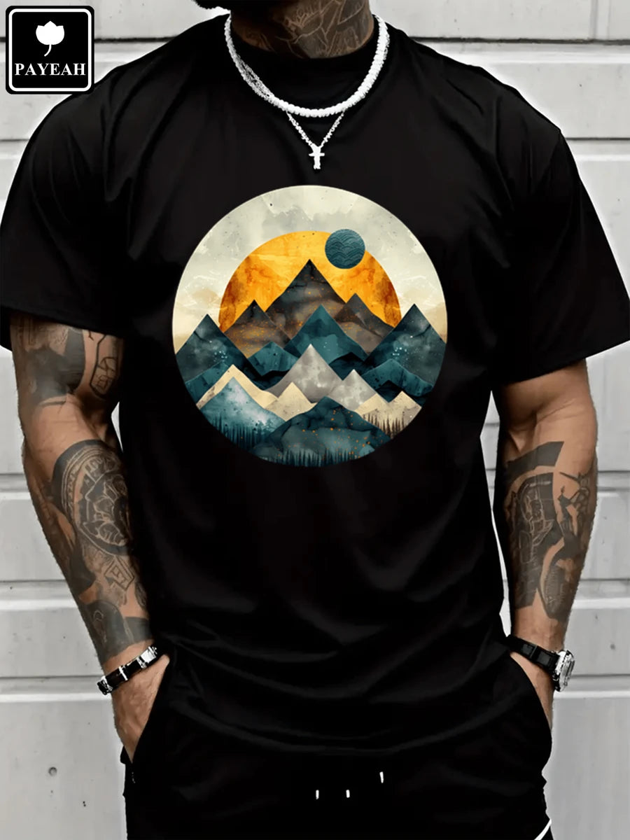 Moon And Mountains T-Shirt 100% Heavy Cotton