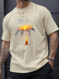 T-shirt colorblock à imprimé oiseau pour homme