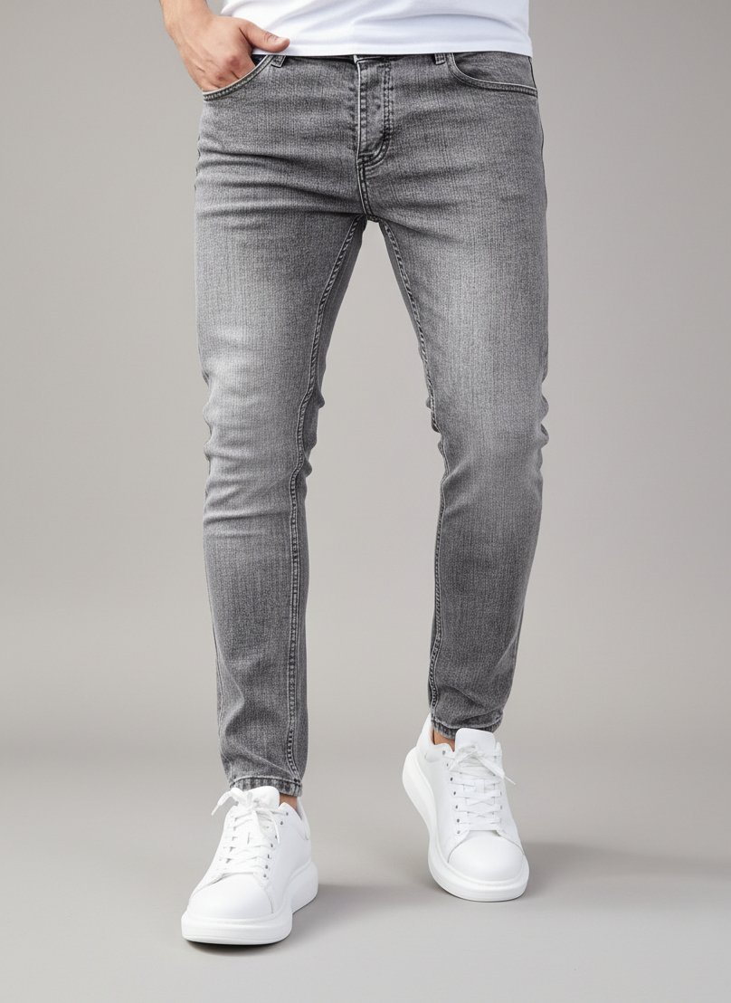 Jean skinny délavé à l'eau de Javel pour homme, motif griffures de chat 