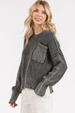 Mittoshop Distressed Hem Round Neck Dropped Shoulder Sweater