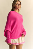 Davi & Dani Solid Color Batwing Sleeve Sweater