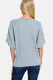 Zenana V-Neck Short Sleeve Dolman Sweater