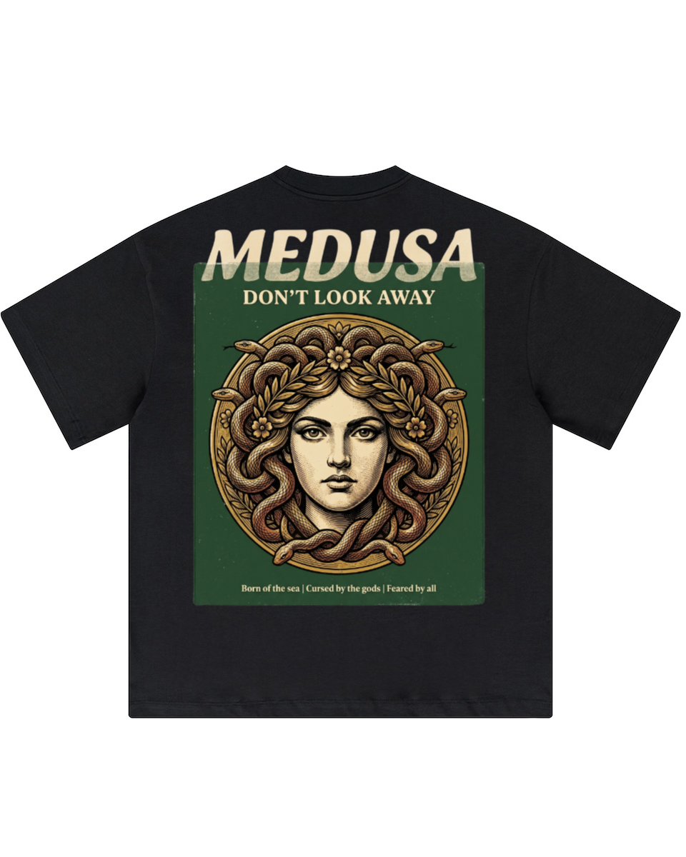 Medusa Don't Look Away Oversized Graphic Tee