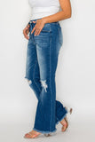 bytos Full Size Raw Hem Distressed High Rise Bootcut Jeans