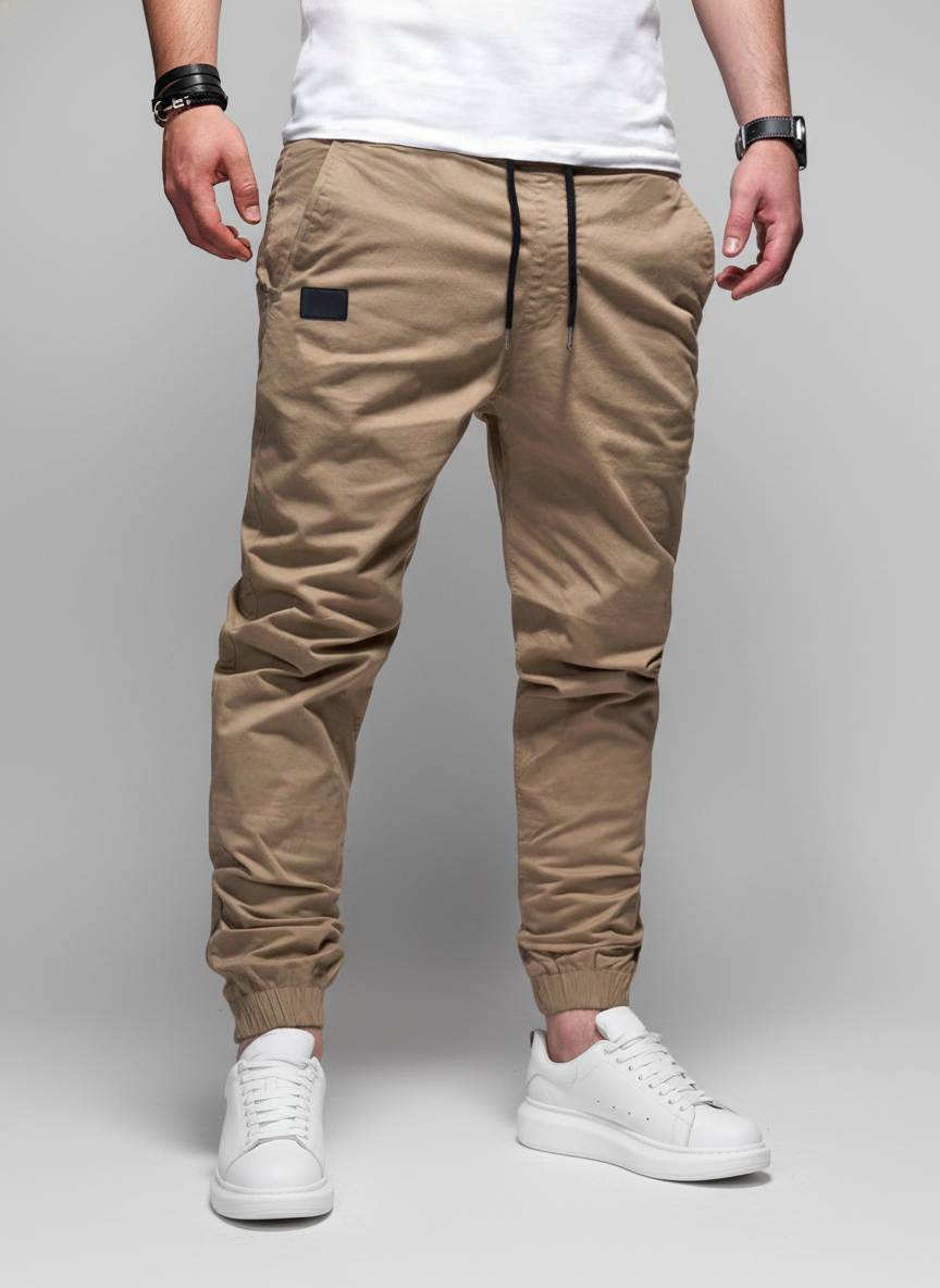 Men Drawstring Waist Carrot Pants