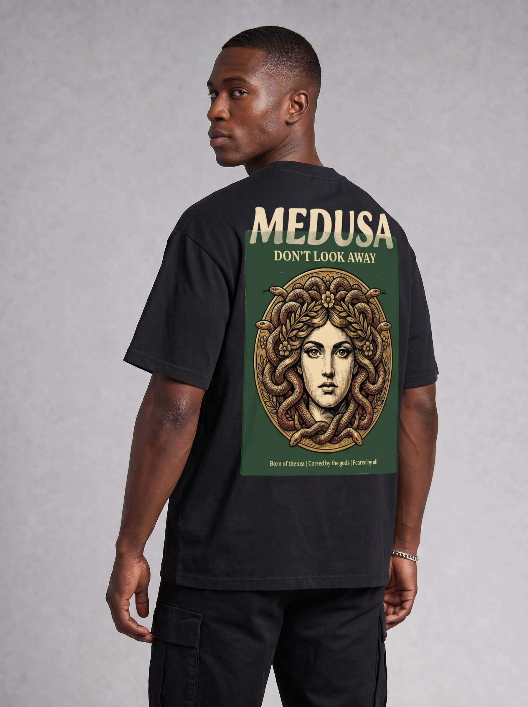 Medusa Don't Look Away Oversized Graphic Tee