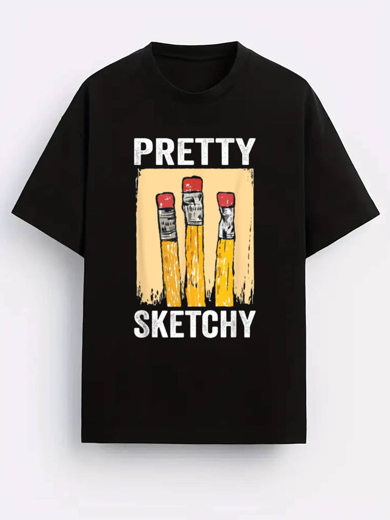 Artist Pencils Printed Men's Vintage Casual T-Shirt