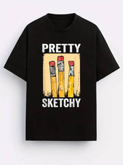 Artist Pencils Printed Men's Vintage Casual T-Shirt