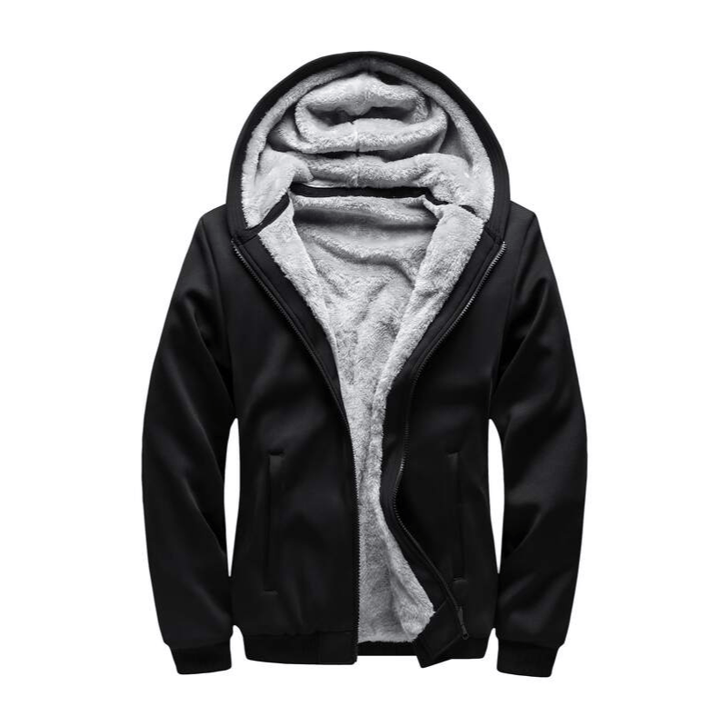 Men Zip-up Thermal Lined Hooded Jacket - Apollo Moda