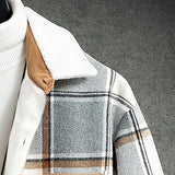 Men's Plaid Patched Pocket Drop Shoulder Overcoat