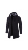 Men's Solid Color Zip Up Drawstring Hooded Fleece Jacket