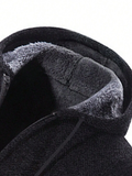 Men's Solid Color Zip Up Drawstring Hooded Fleece Jacket