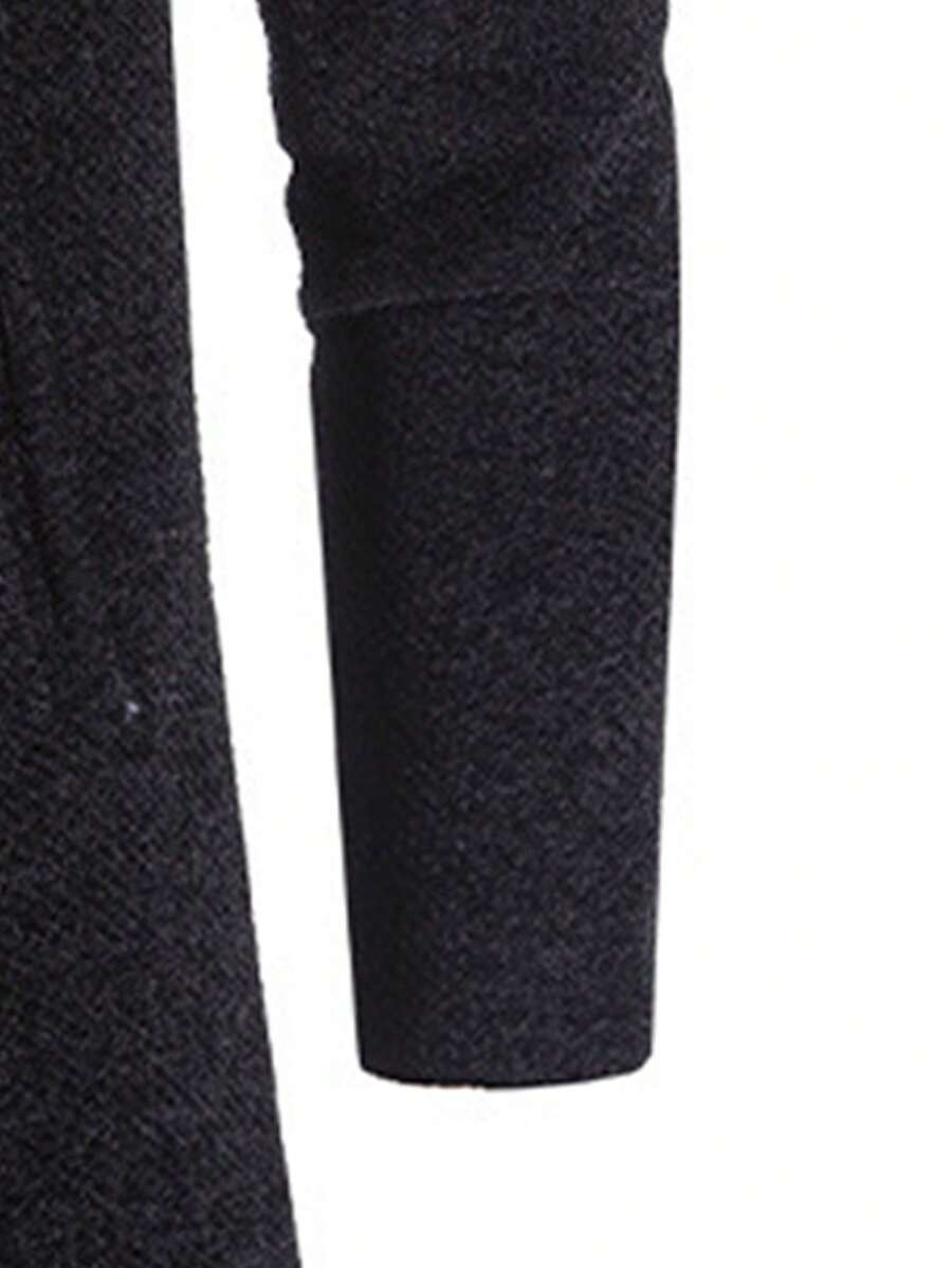 Men's Solid Color Zip Up Drawstring Hooded Fleece Jacket