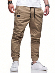 Pantalones zanahoria con cintura con cordón para hombre 