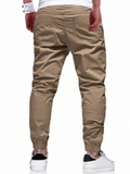 Men Drawstring Waist Carrot Pants