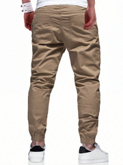 Pantalones zanahoria con cintura con cordón para hombre 