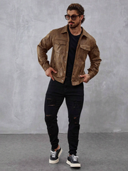 Chaqueta con bolsillo de solapa para hombre para primavera y otoño 