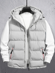 Chaleco acolchado holgado con capucha y cremallera para hombre 
