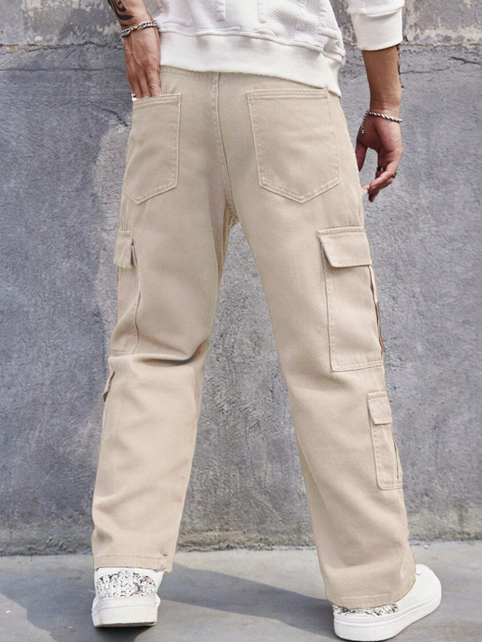 Men's Cotton Flap Pocket Side Cargo Jeans