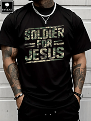 Camiseta cristiana "Soldado por Jesús" para verano, 100 % algodón pesado 