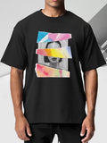 T-shirt colorblock à imprimé oiseau pour homme