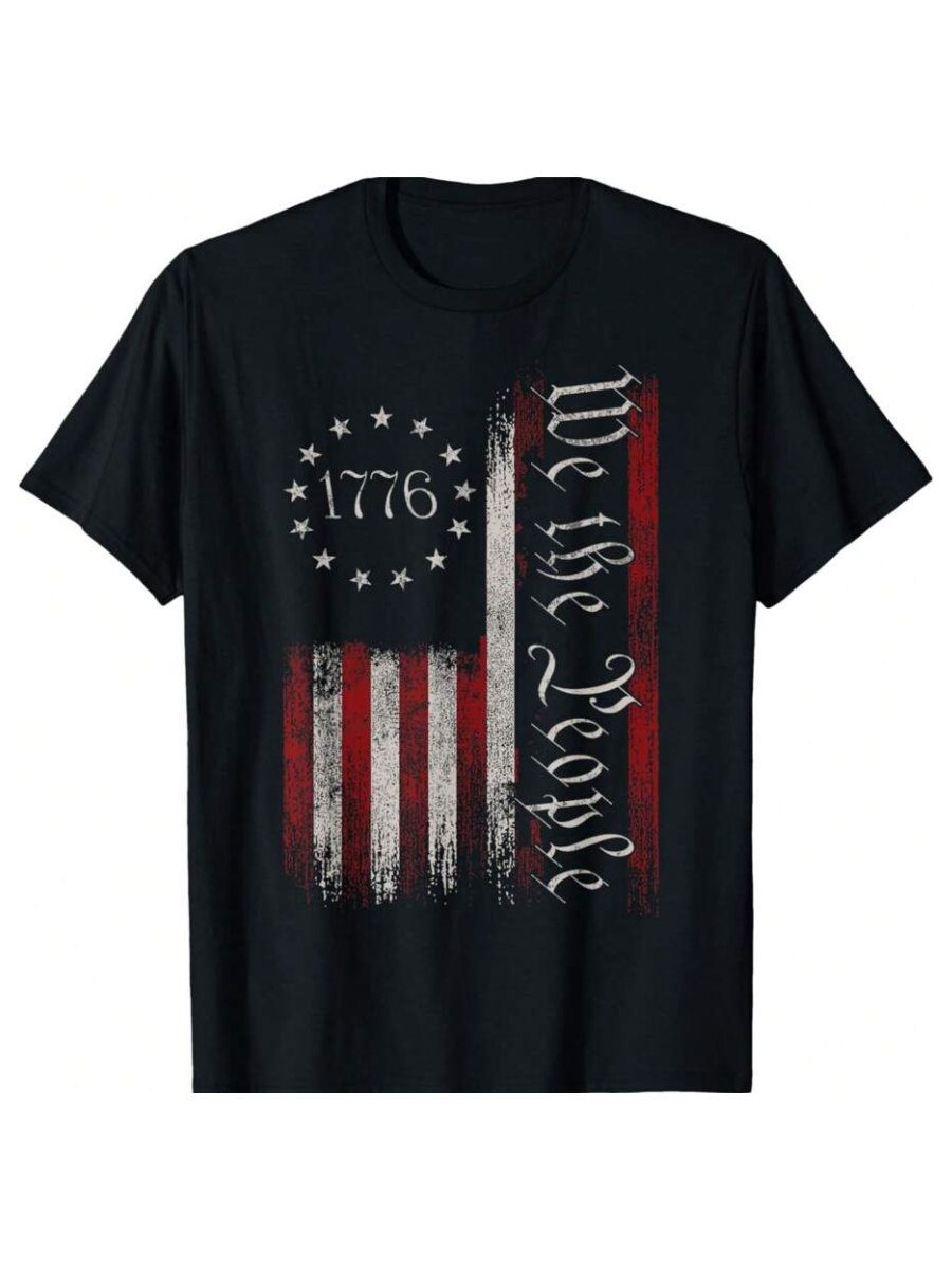 T-shirt patriotique vintage avec vieux drapeau américain 