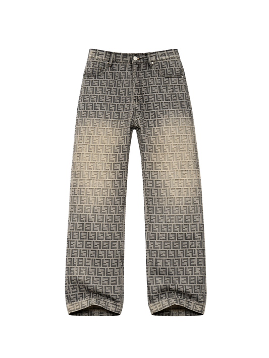 Jacquard Monogram Straight-Leg Vintage Jean