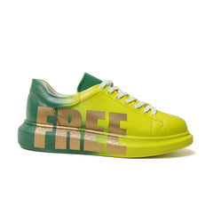 Hand-Painted Customized Sneakers for Women by Apollo Moda | Genova "FREE" Yellow/Green