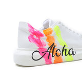 Customized Handpainted Sneakers for Women by Apollo Moda | Aloha Three Stripes