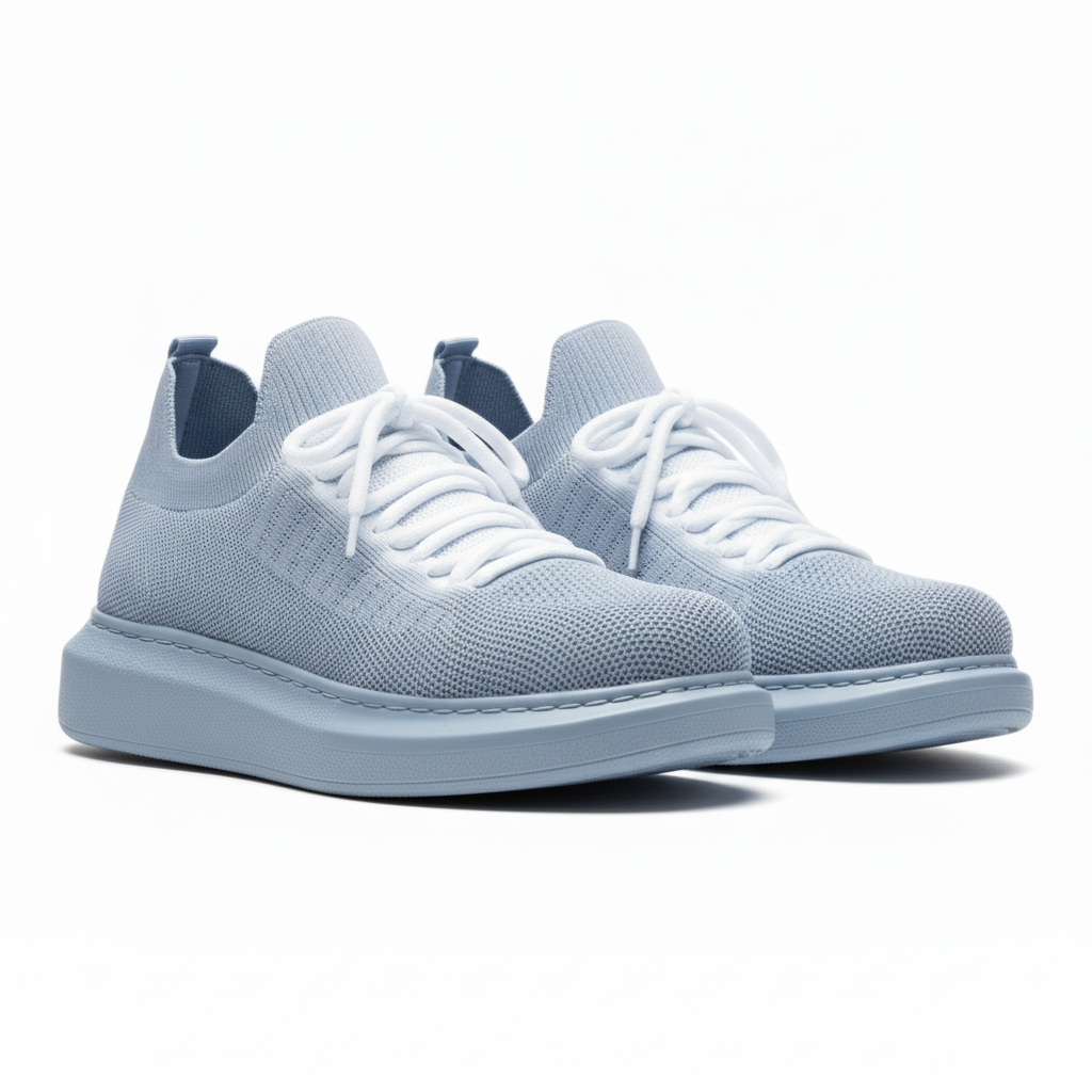 Front shot of Torino Grey Peak customized sneakers with white laces and cushioned sole.