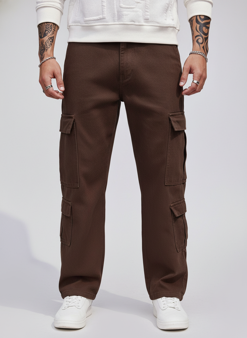 Men's Cotton Flap Pocket Side Cargo Jeans