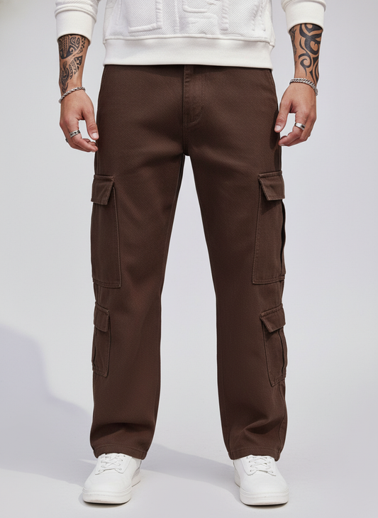 Men's Cotton Flap Pocket Side Cargo Jeans