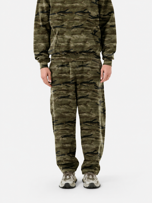 Camo oversized heavyweight curved-leg sweatpants by Apollo Moda, main product view