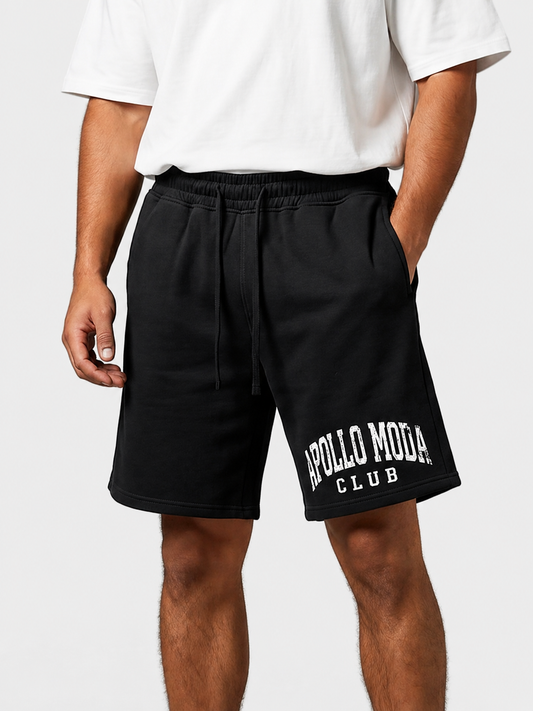 Club Collegiate sweat shorts in black by Apollo Moda, main product view